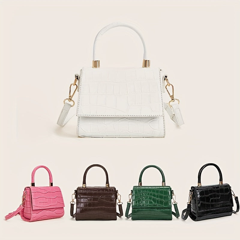 Crocodile Embossed Crossbody Bag Women's Flap Purses