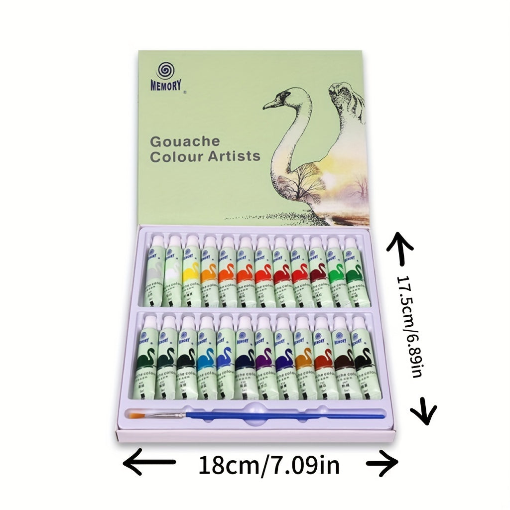 Watercolor Paint Set 12/24 Colors Beginner Painting 5ml Full Coverage