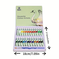 Watercolor Paint Set 12/24 Colors Beginner Painting 5ml Full Coverage