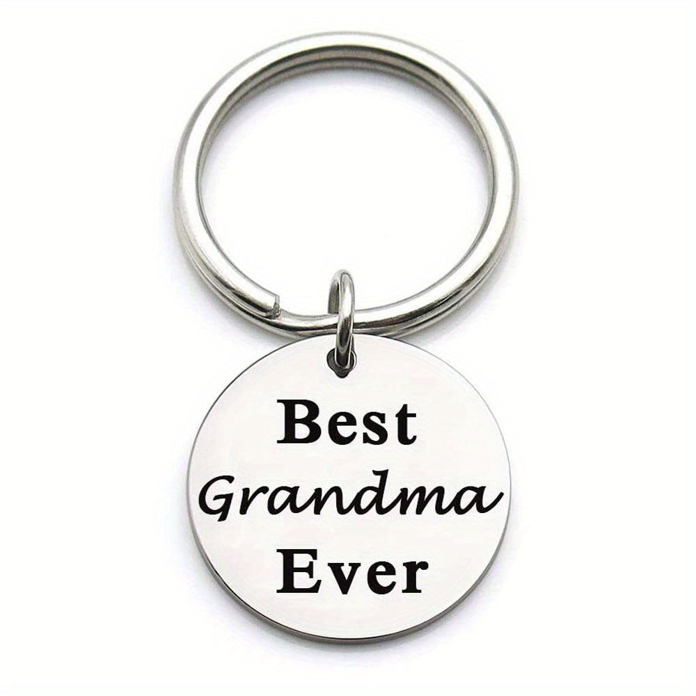 Family Stainless Steel Keyring Round Shape Keychain Father's Mother's Gift