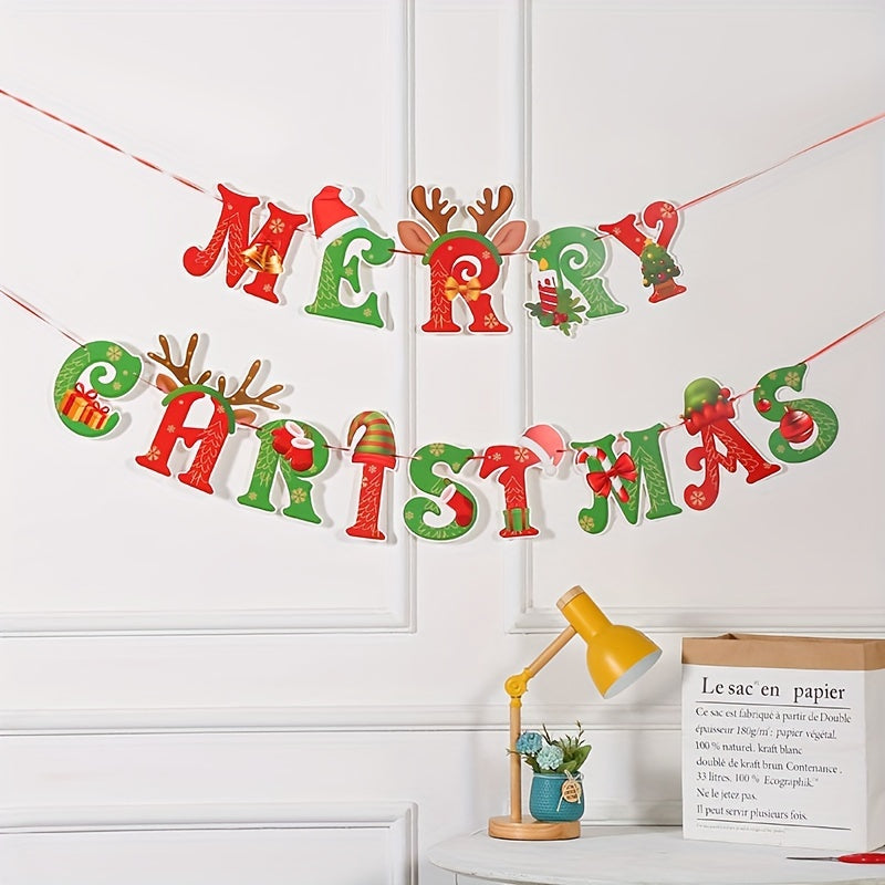 Christmas Flag Hanging Decorations Holiday Banners Party Decorations