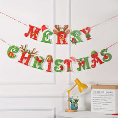 Christmas Flag Hanging Decorations Holiday Banners Party Decorations