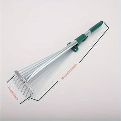 Telescopic Garden Rake Comfort Handle - Stainless Steel 9 Teeth