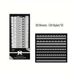 30pcs Waterproof Lace Stickers for Scrapbooking DIY Journals