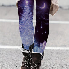 Starry Sky Skinny Leggings Elastic Waist Stretchy Women's Clothing