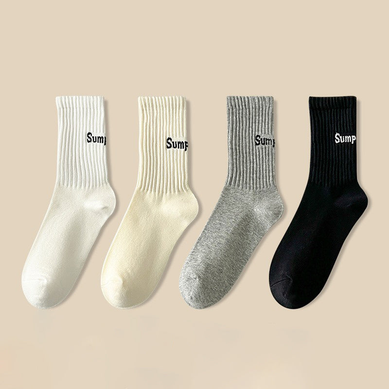 4 Pairs Letter Print Socks Women's Stockings & Hosiery