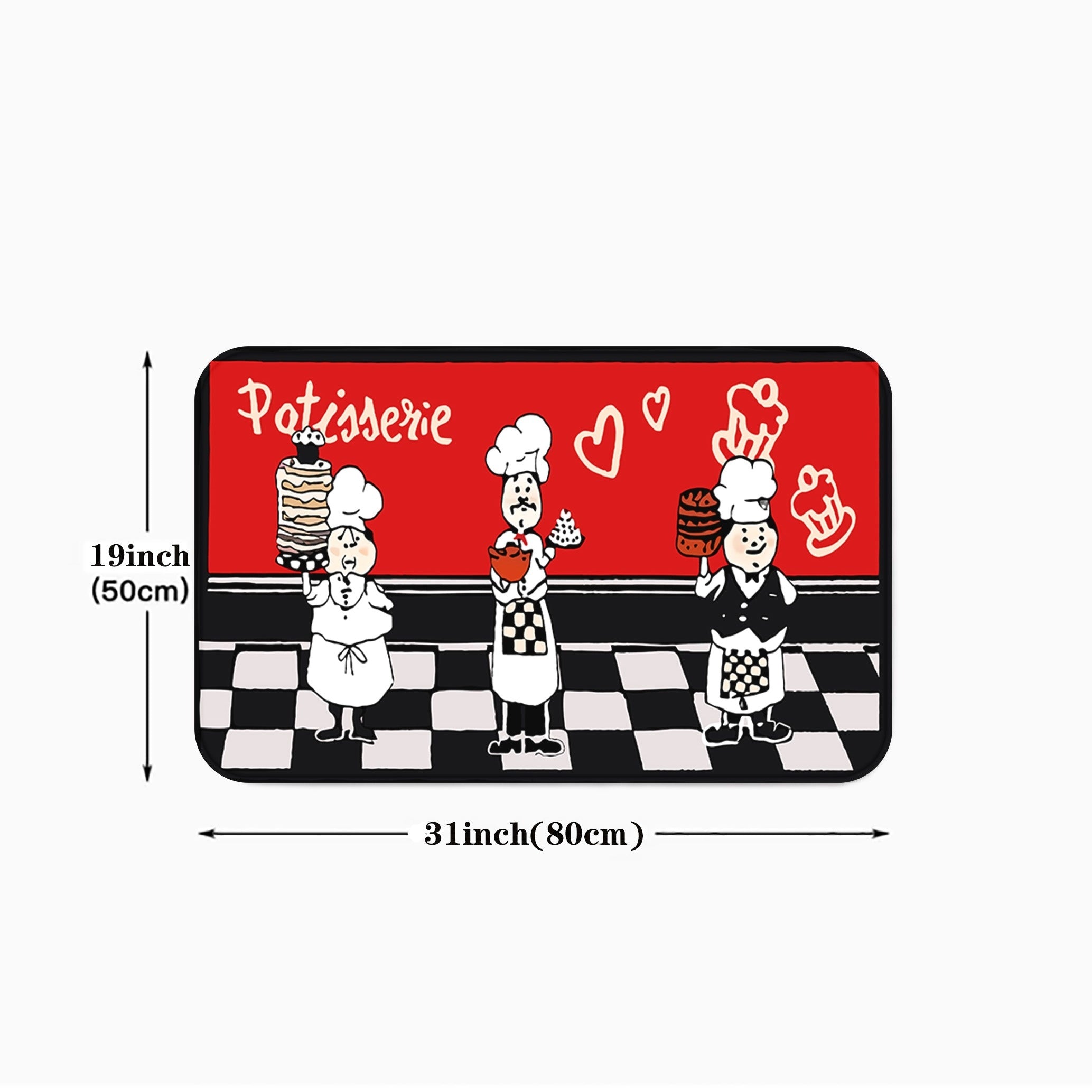 1pc Long Strip Non-slip Floor Mat Velvet Cushion Red Cake Room Rug