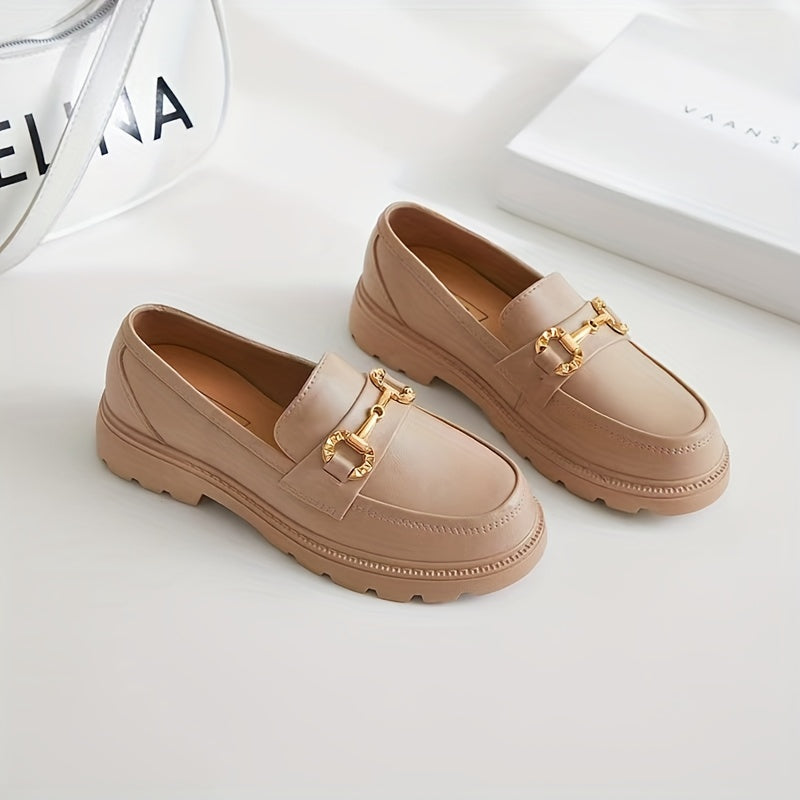 Women's Closed Toe Slip On Loafers with Metal Decor Shoes