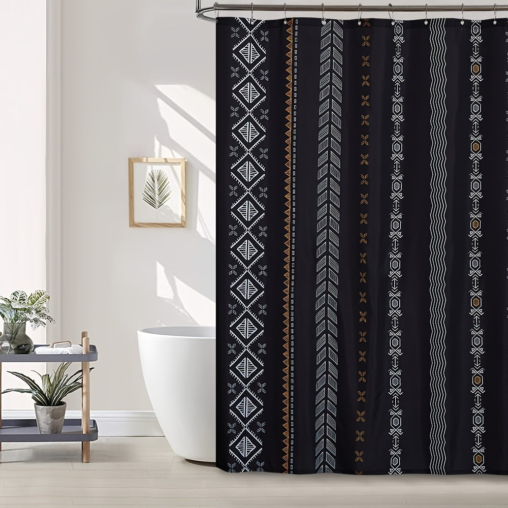 Boho Stripe Shower Curtain Waterproof Fabric Bathroom Decor