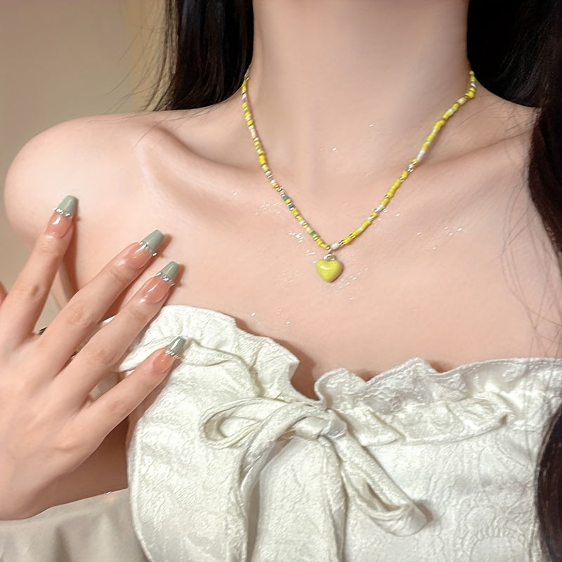 Y2K Candy Chain Beads Necklace Colorful Clavicle Love Summer Jewelry Gift