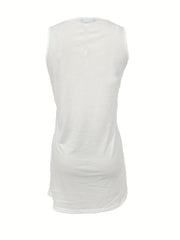 Coconut Tree Print Tank Dress Sleeveless Casual Dress