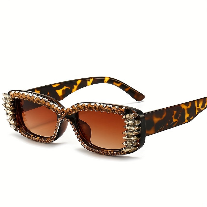 Y2K Rhinestone Square Sunglasses For Women UV400 Sun Shades