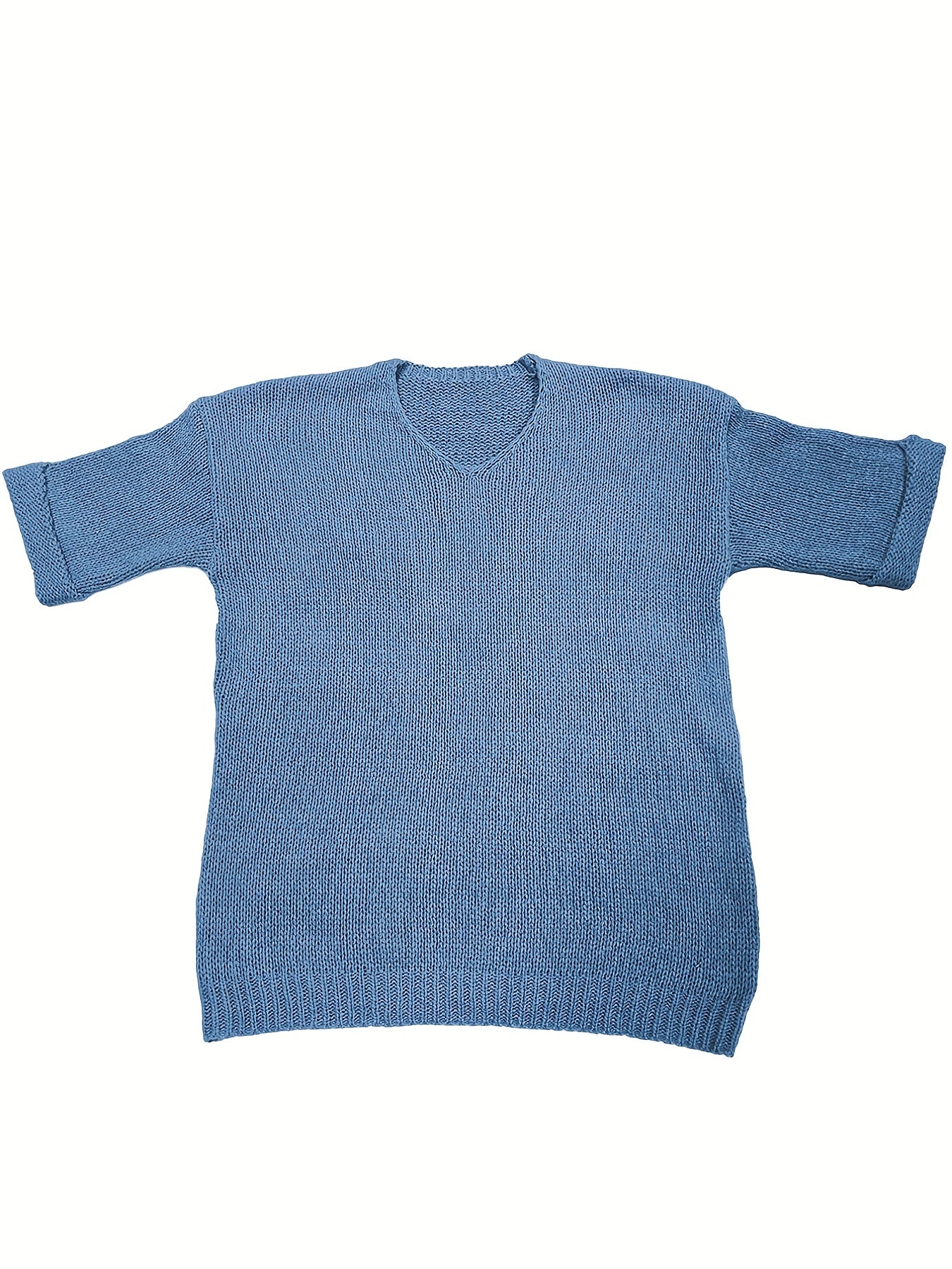  V-Neck Half Sleeve Tunic Sweater