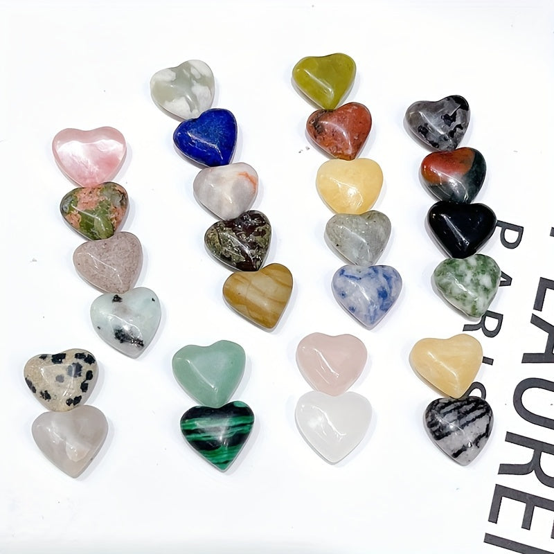 10pcs Heart Shape Natural Stone Ornament for Home Decor & Jewelry Making