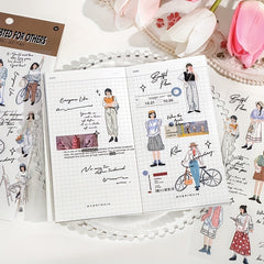 2 Sheets PET Waterproof Stickers Girl Dressing DIY Notebook Material Stickers