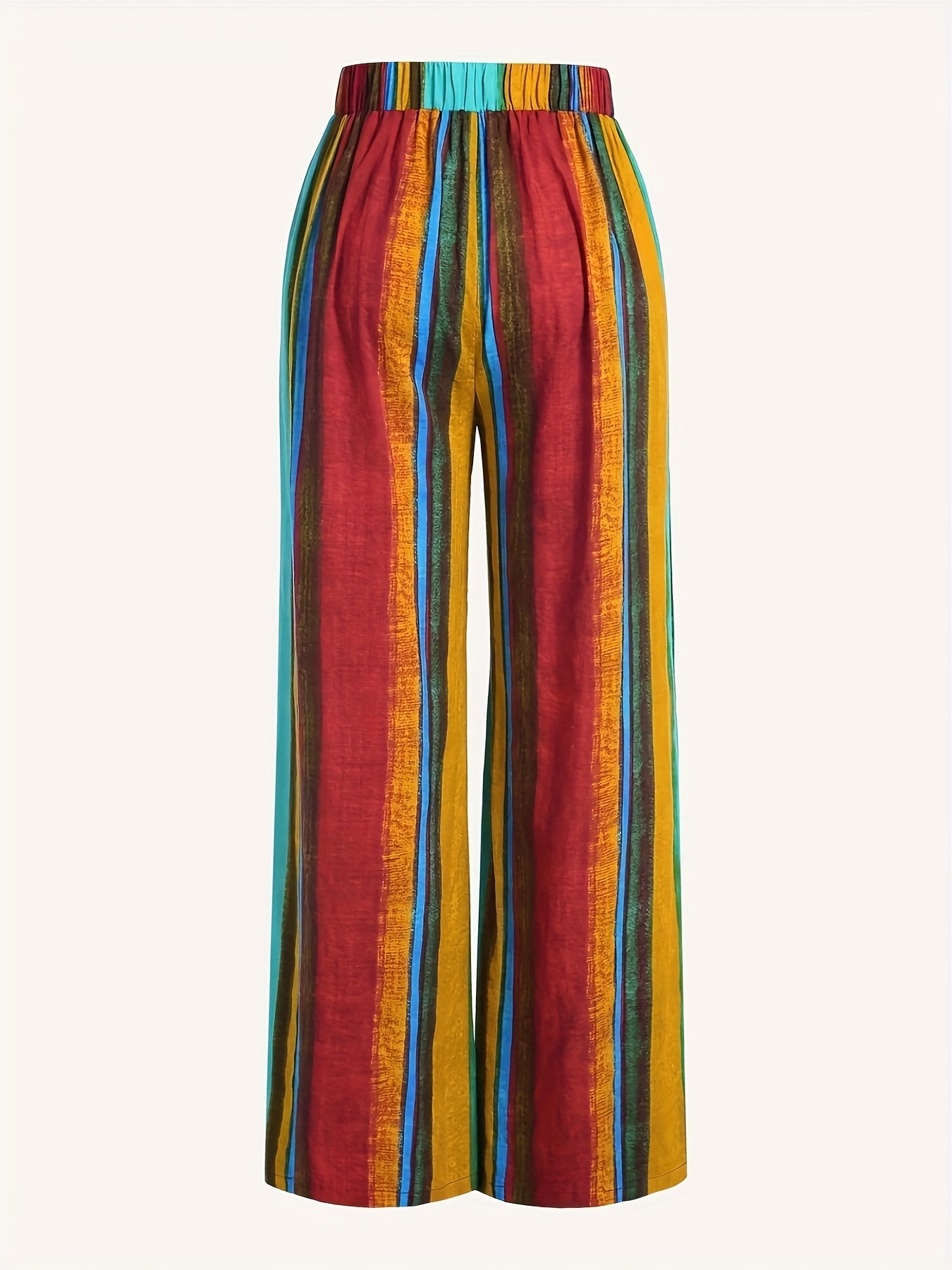  Colorblock Stripe Wide Leg Trousers