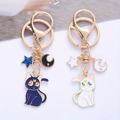 Cat Alloy Keychain Moon Cat Metal Accessories Bag Pendants Car Pendants