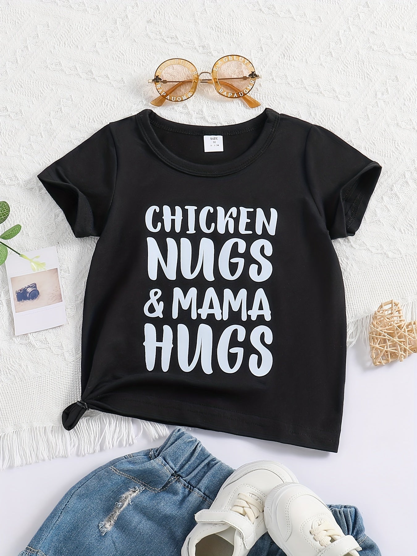 Baby Chicken Nugs & Mama Hugs Round Neck T Shirt