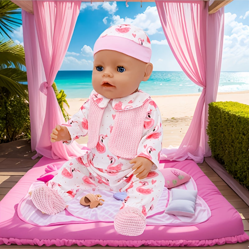 Flamingo Doll Outfit Set - Hat, Shoes, Pants, Top - Fits 35-56-45 Dolls
