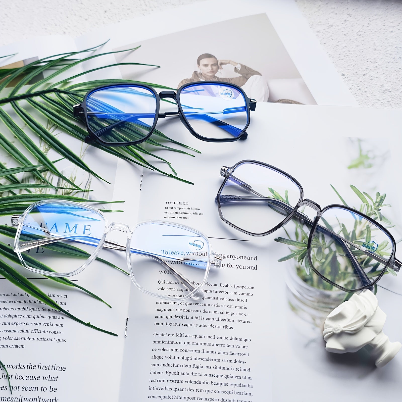 Square Anti Light Glasses Metal Frame