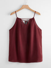  Casual Cami Top with Drawstring Cut Out Ruched Detail