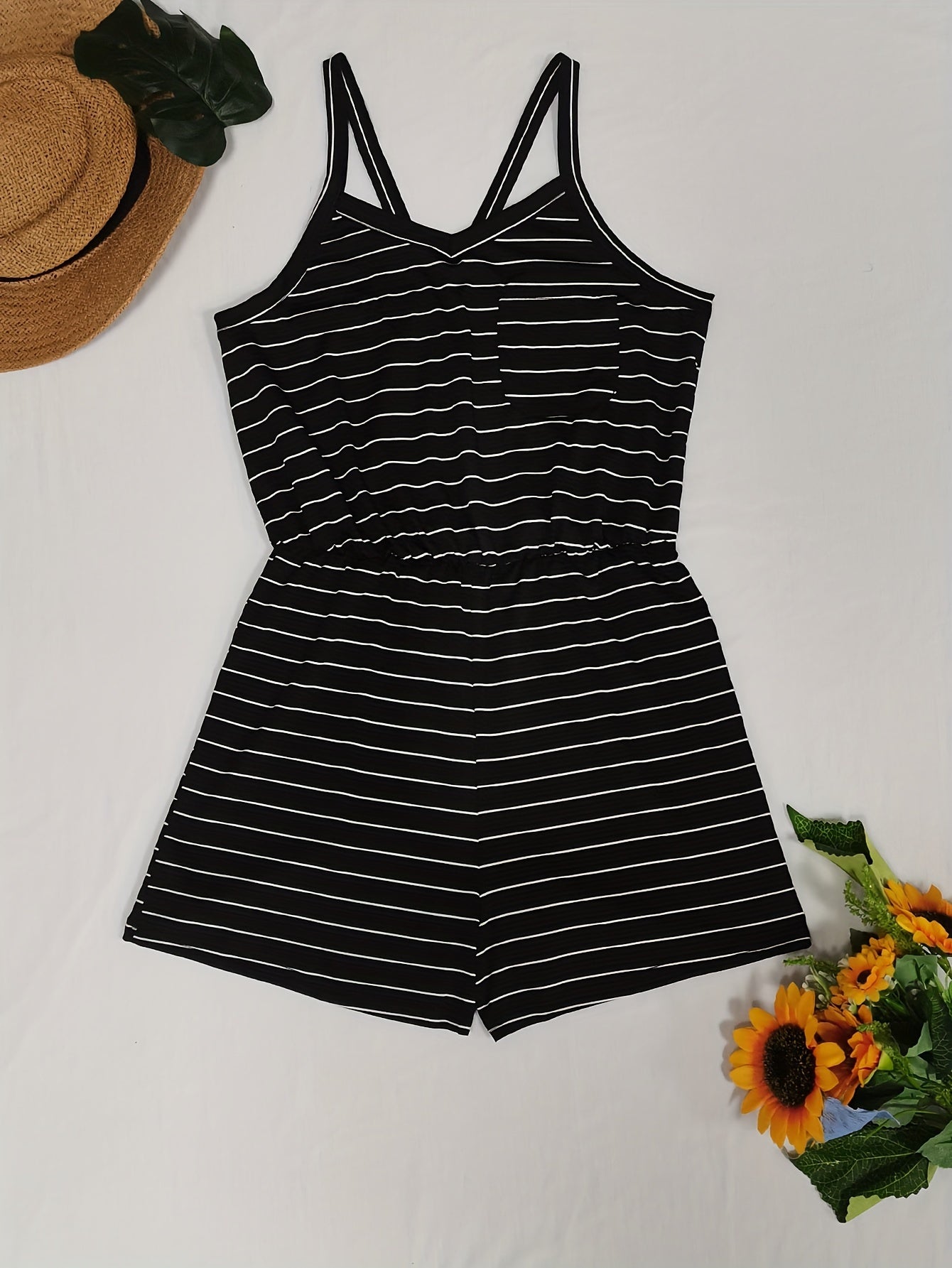 Striped Print Tank Jumpsuit Casual for Summer & Spring