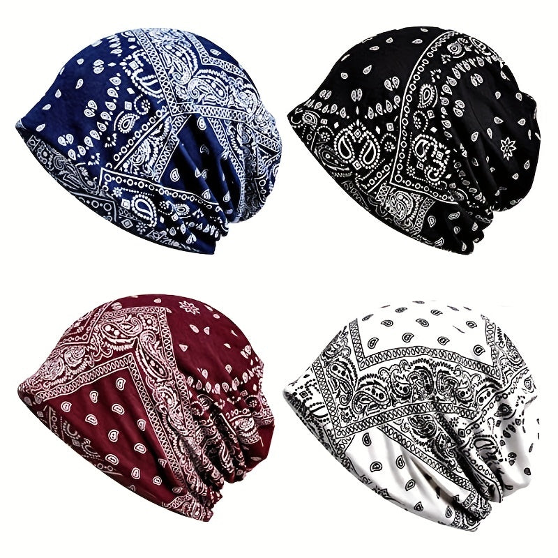 Paisley Print Lightweight Beanie Elastic Skull Hat Women Turban Cap