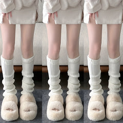 3 Pairs Ribbed Leg Warmers Knee High Socks Women's Stockings & Hosiery