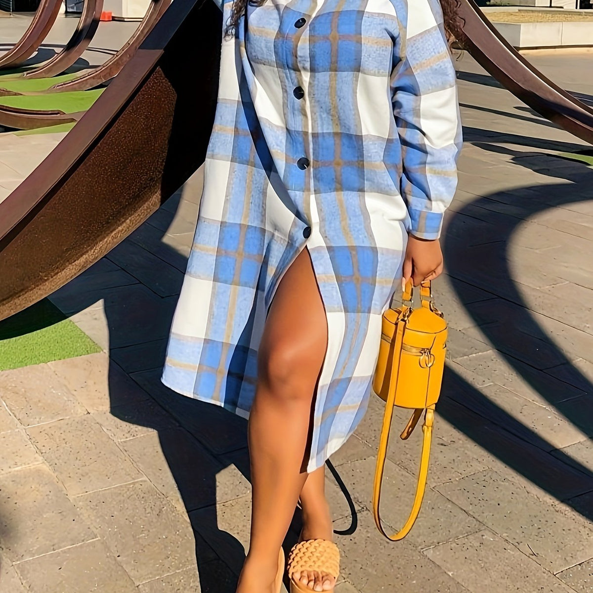  Plaid Print Long Sleeve Button Up Shirt Top