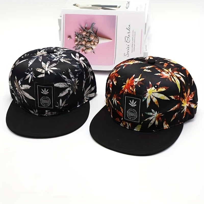 Leaf Print Snapback Hat Unisex Baseball Cap Lightweight Sunshade Dad Hat
