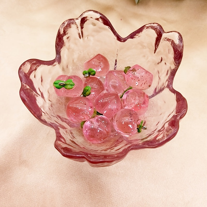 10pcs Pink Transparent Peach Pendants for DIY Earrings Necklaces Sweater Chains