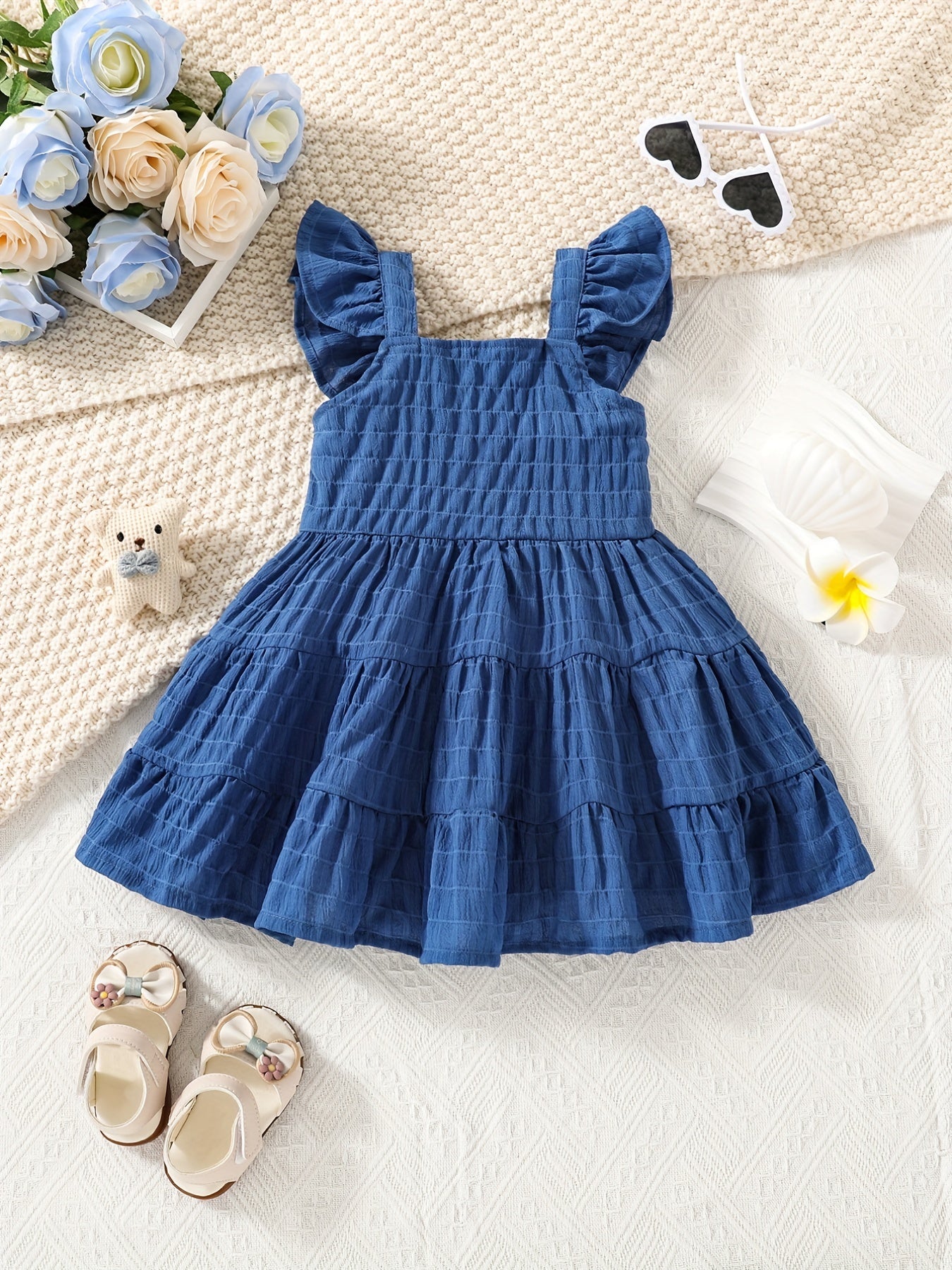 Baby Girl's Flutter Sleeve Layered Cami Dress