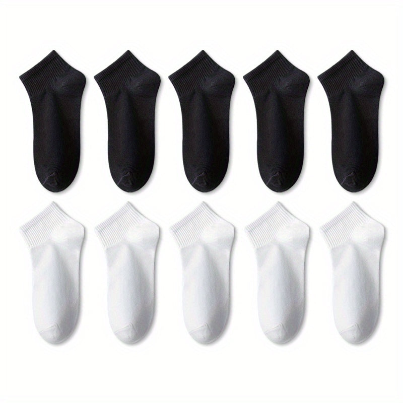 10 Pairs Colorful Ribbed Short Socks for Women