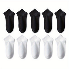 10 Pairs Colorful Ribbed Short Socks for Women