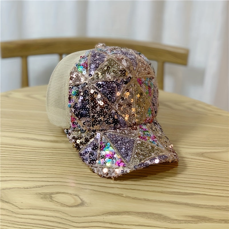Geometric Sequin Hollow Out Hat Baseball Cap Sun Protection for Men