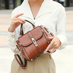 Retro Style Faux Leather Flap Purse Shoulder Bag