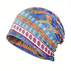 Flower Print Beanie Turban Chemo Cap Lightweight Skull Hat