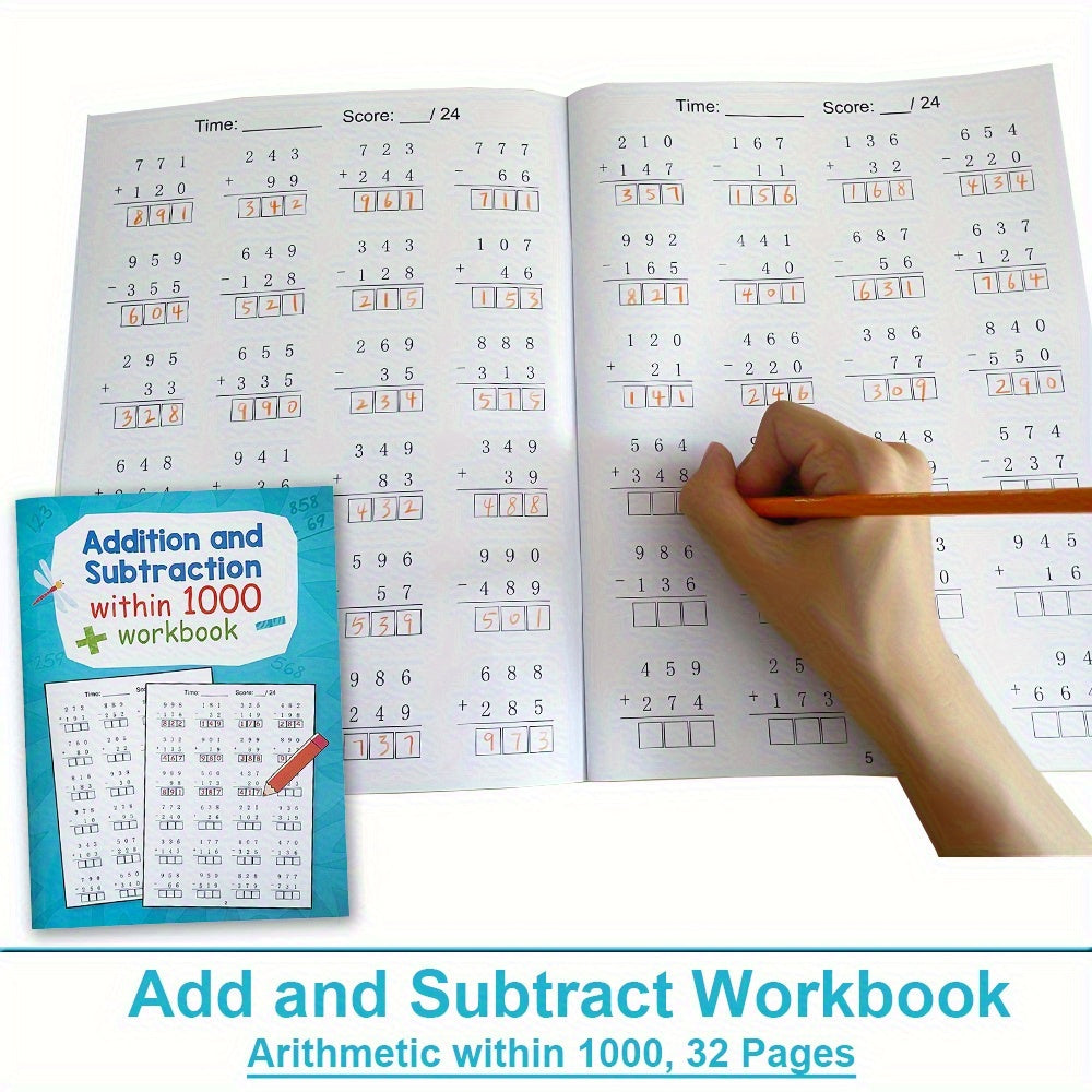 Workbook Addition & Subtraction Practice for Kids Ages 6-8
