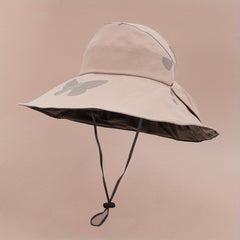 Butterfly Print Wide Brim Bucket Hat UV Protection