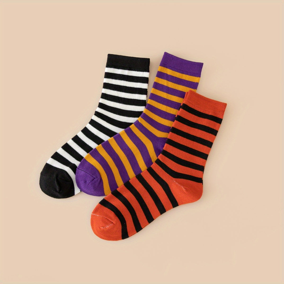 3 Pairs Striped Socks Women's Stockings & Hosiery