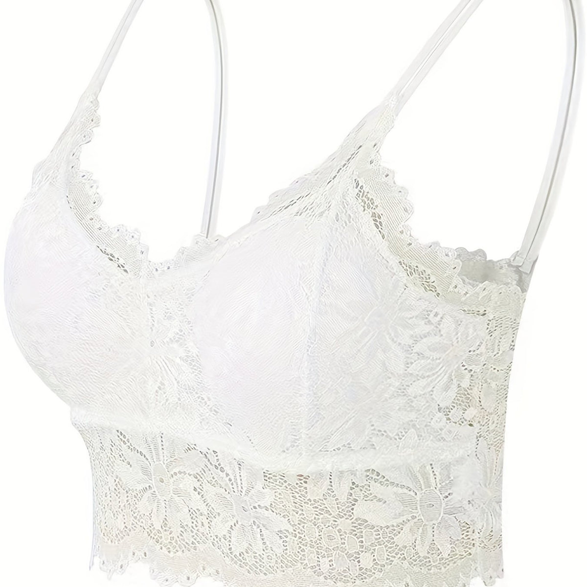 Lace Wireless Bralette Scallop Trim Lightweight Bra