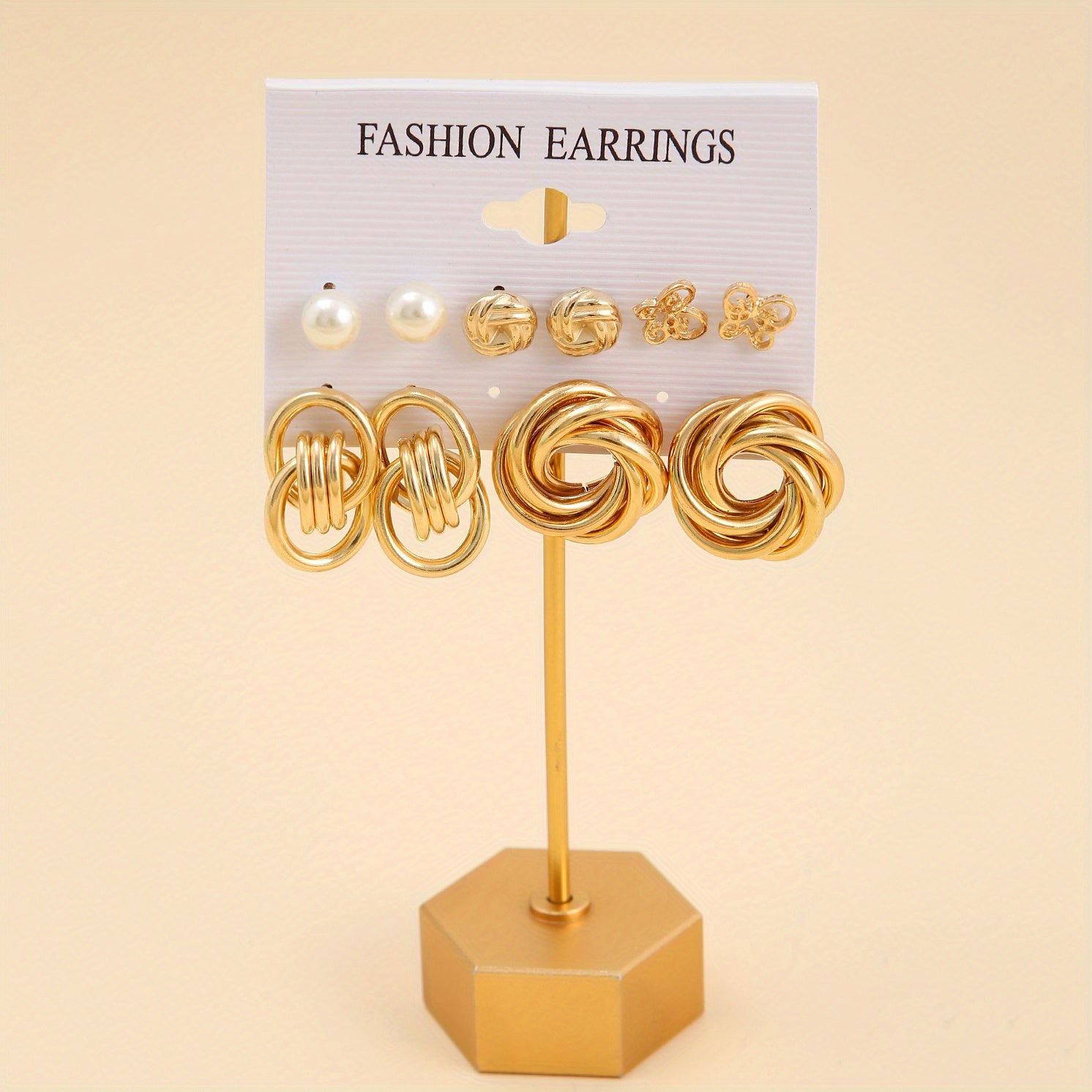 Women's Faux Pearl Butterfly Earrings Set