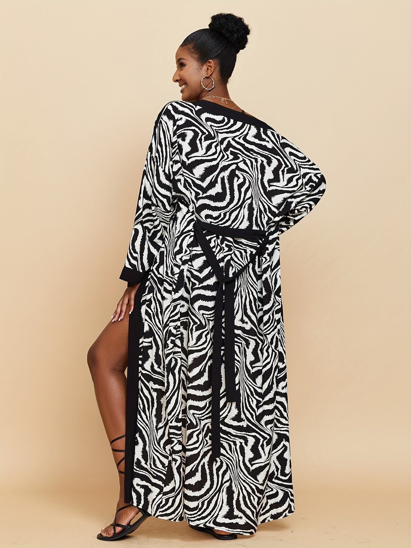  Print Long Sleeve Cover Up Robe