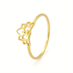 Lucky Nine Petal Lotus Ring Stainless Steel Classic Finger Ring Gift