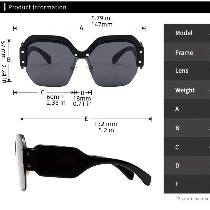 Y2K Semi Rimless Sunglasses UV400 for Cycling Beach Party Club