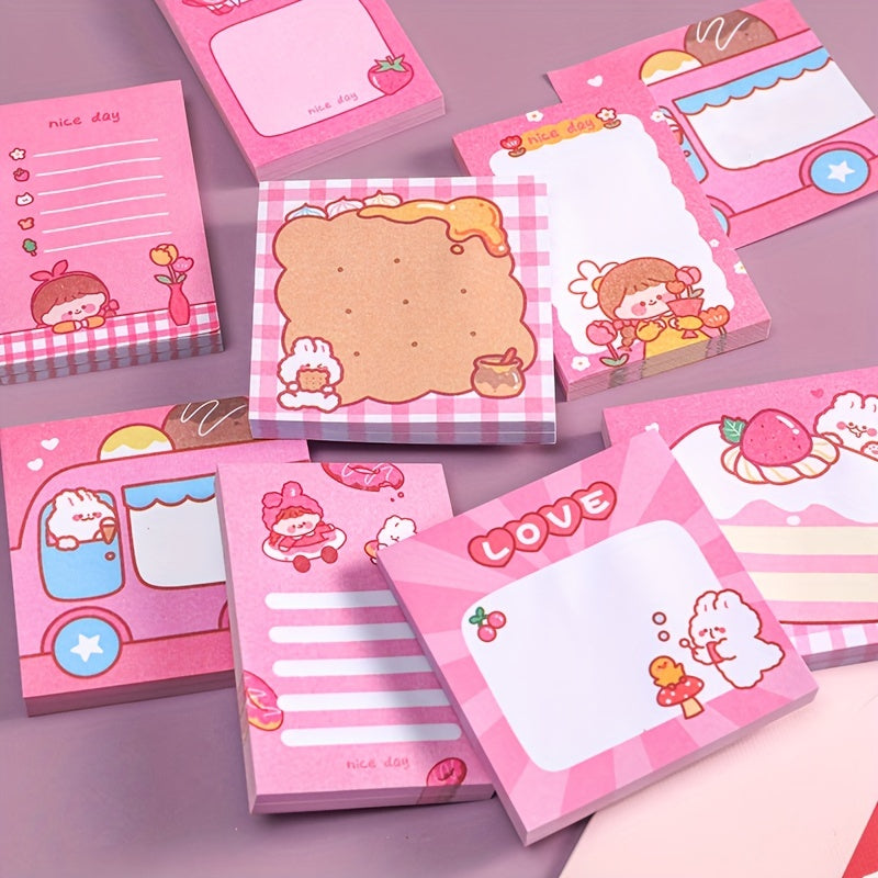 4pcs Cartoon Sticky Notes Heart Memo Pad Student Memo Paper
