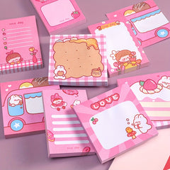 4pcs Cartoon Sticky Notes Heart Memo Pad Student Memo Paper