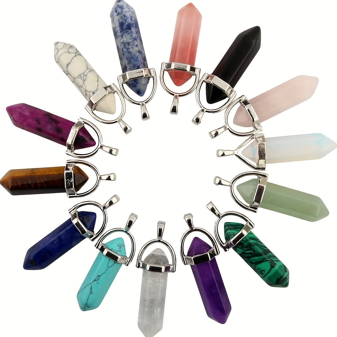 Colorful Chakra Pendant Crystal Pointed Prism Shape Pendants for Jewelry Making
