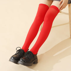 Solid Thigh High Socks Slim Over The Knee Stockings