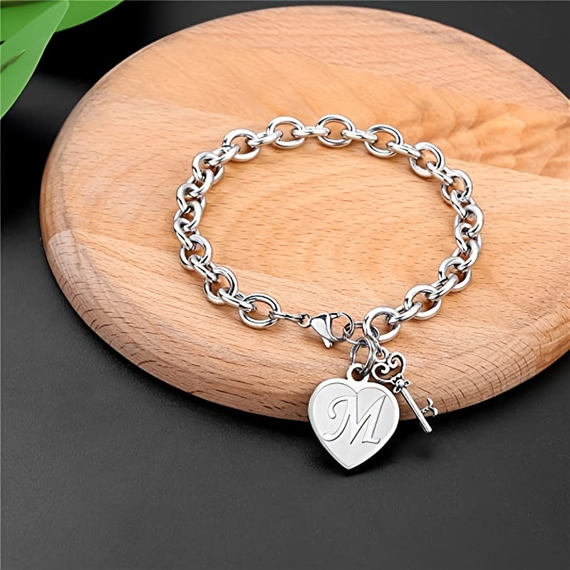 Men's Hip Hop Heart Key Charm Bracelet